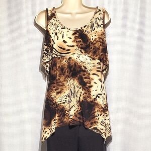 Georgia Rylie Leopard Print SharkBite Top Made in USA (L)